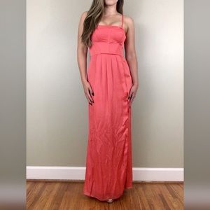 BCBG MaxAzria Coral Slit Silk Maxi Dress